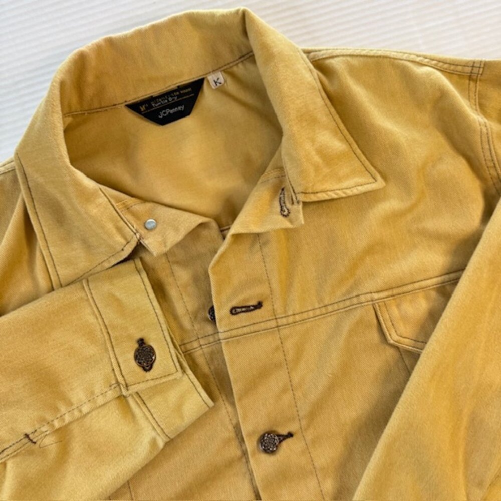 Vintage Classic Leisure Sport Jean Jacket JC Penney Gold Poly Men's XXL